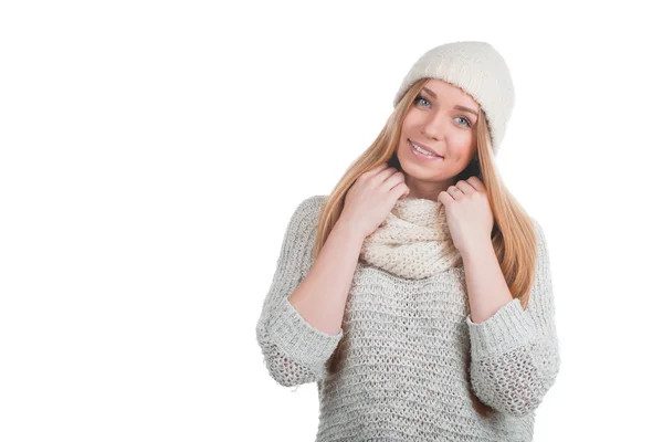 Girl in warm sweater — Stock Photo, Image