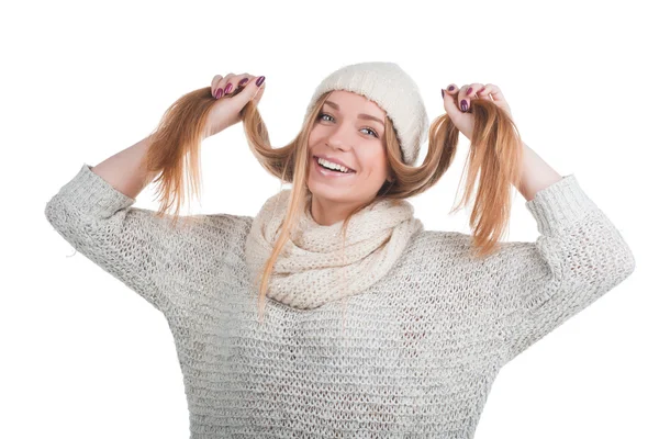 Ragazza in maglione bianco — Foto Stock