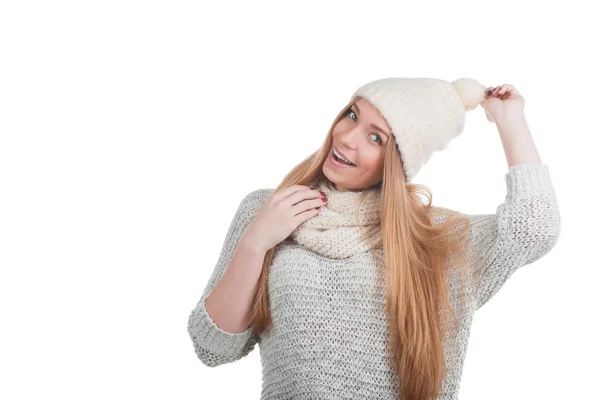 Chica en suéter blanco — Foto de Stock