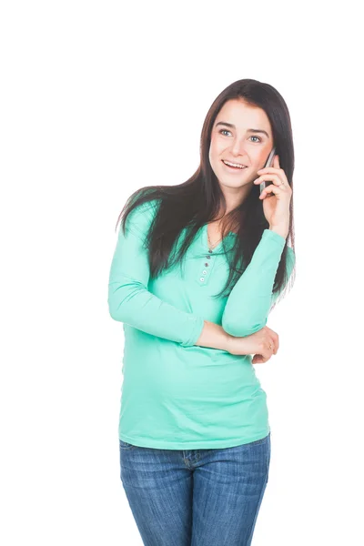 Mulher sorridente falando ao telefone — Fotografia de Stock
