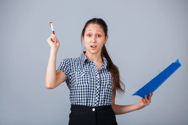 Girl with folder — Stock Photo, Image