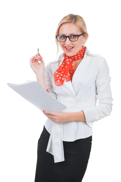 Business Woman with papers — Stock Photo, Image