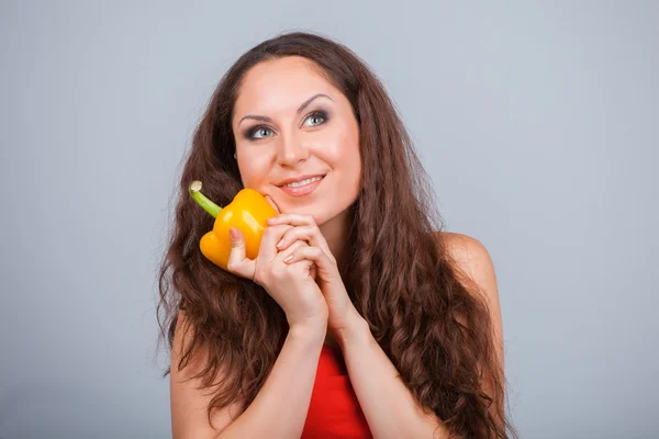 Mujer con pimiento — Foto de Stock