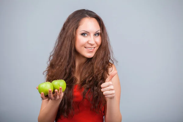 Chica y manzanas — Foto de Stock