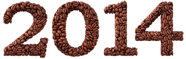 Neues Jahr 2014 aus Kaffeebohnen — Stockfoto