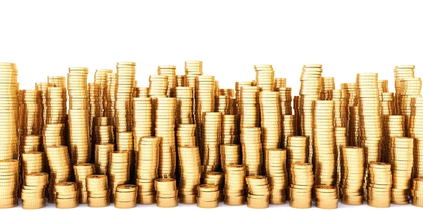 Monedas de oro pilas — Foto de Stock