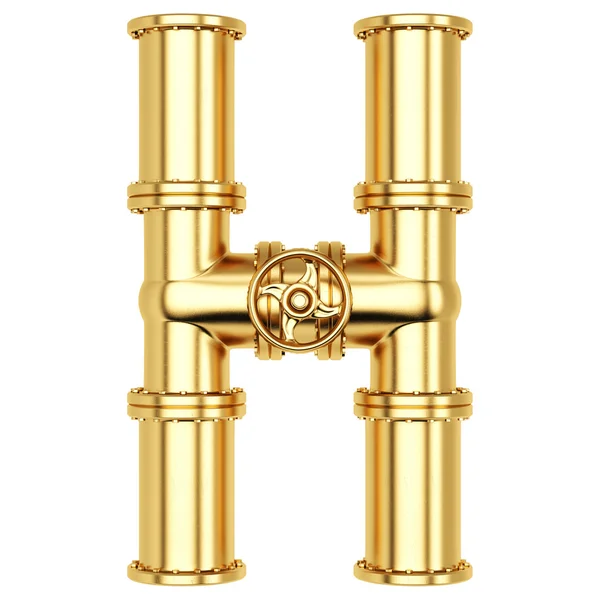 Złoty alfabet litery h — Zdjęcie stockowe