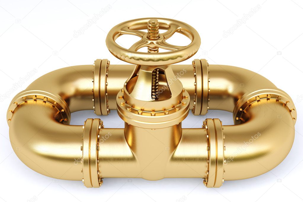 Tubo dorado con grifo — Foto de stock © dimdimich 49589143