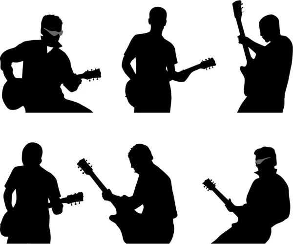 Gitaar speler silhouet — Stockvector