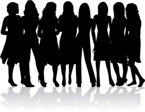 Kadınlar - siyah siluetler grubu
