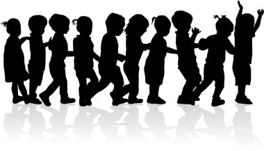 Çocuk siluetleri grup