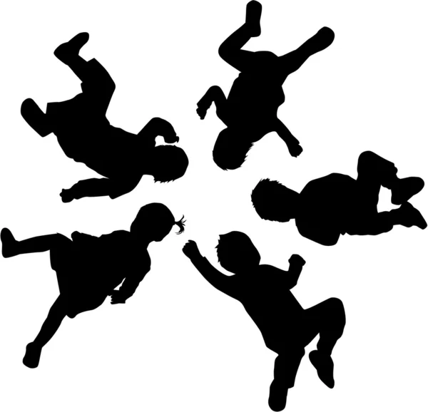 Silhouetten van kinderen — Stockvector