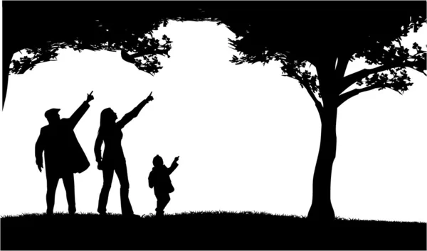 Silhouetten van de ouders en kinderen — Stockvector