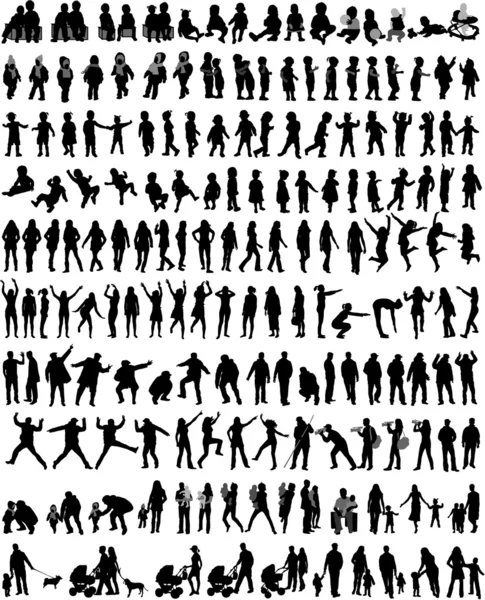 People Mix Silhouettes, travail vectoriel — Image vectorielle