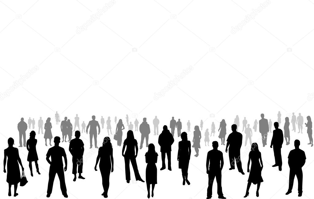 crowd of people - vector silhouettes