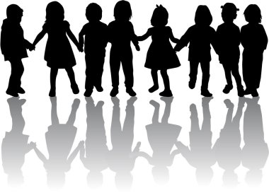 Çocuk siluetleri grup