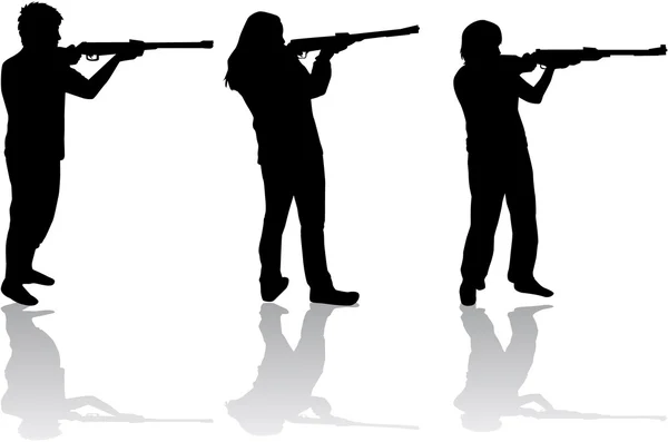 Чоловіки і жінки зі зброєю — стоковий вектор