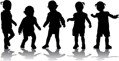 Çocuk siluetleri grup