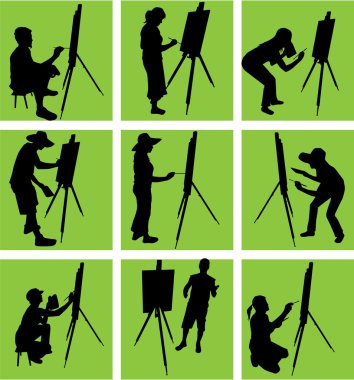 şövale de sanatçı boyalar