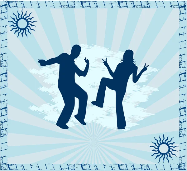 Dancing people silhouettes -background — Stock Vector