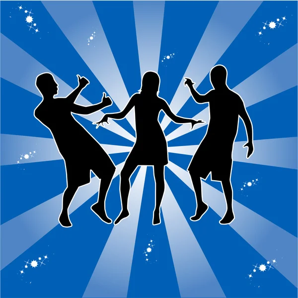 Dancing people silhouettes -background — Stock Vector