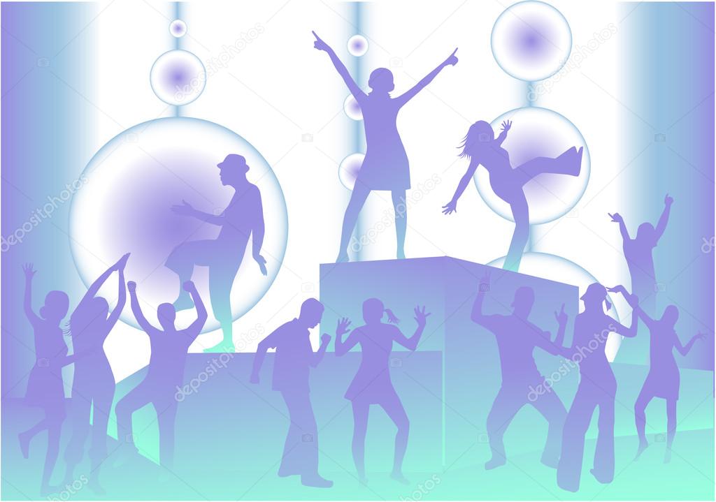 Dancing people silhouettes -background