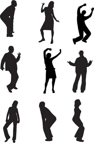 Dancing people silhouettes -background — Stock Vector