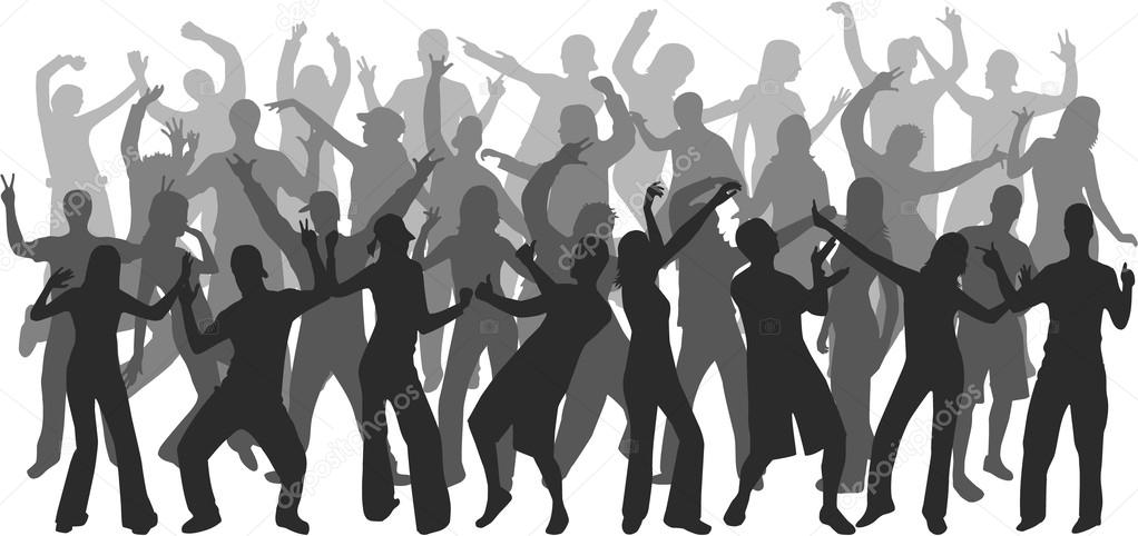 Dancing people silhouettes -background