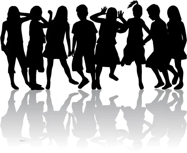 Groupe de silhouettes pour enfants — Image vectorielle