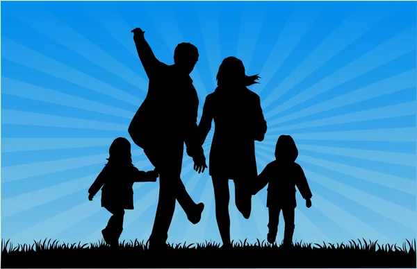 Family Silhouettes - Illustration — Stock Vector