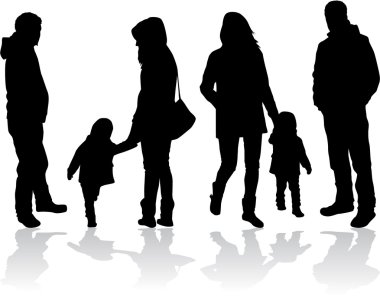 Anne ve çocuk siluet 