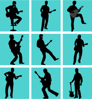  gitar çalar siluet seti 