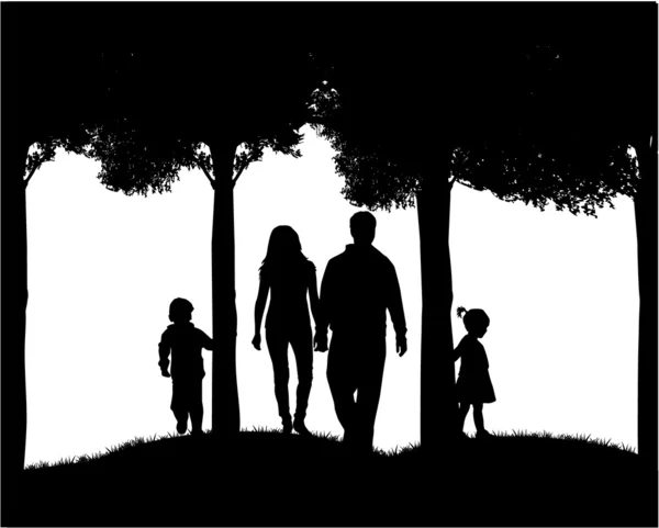 Silhouette of parents and children — Stock Vector