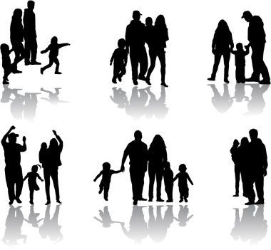 Anne ve çocuk siluet