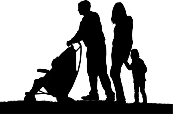 Family on a walk. — Stock Vector