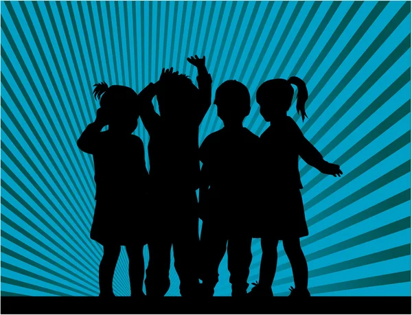 Childrens silhouettes — Stock Vector