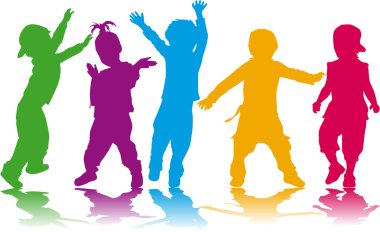 Childrens silhouettes clipart