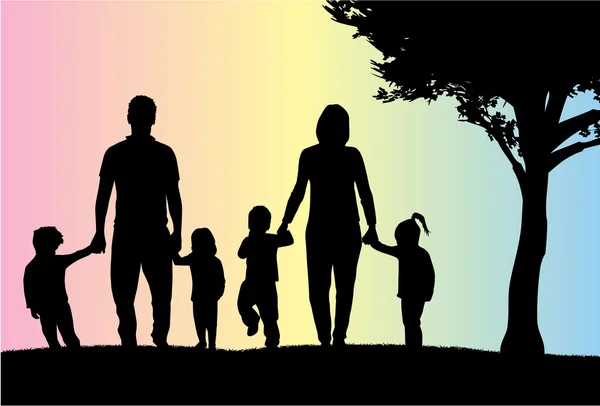 Silhouettes des parents et des enfants — Image vectorielle