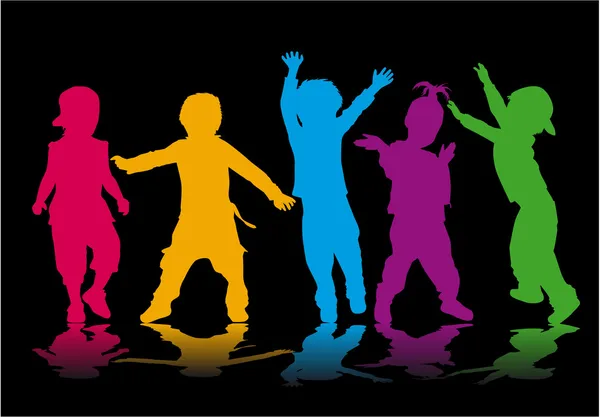 Groupe de silhouettes pour enfants — Image vectorielle