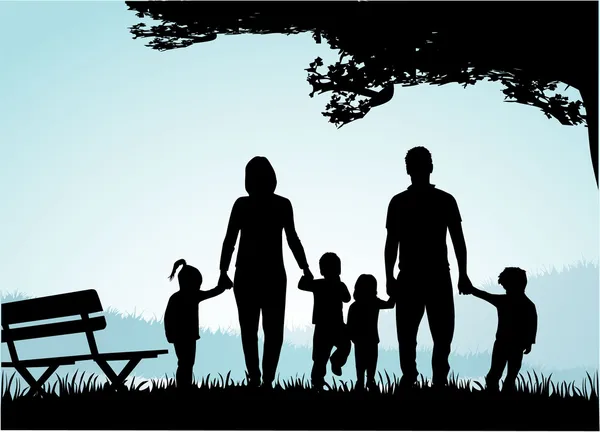 Family Silhouettes - Illustration . — Stock Vector