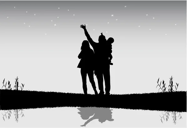 Familie silhouetten — Stockvector