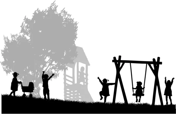 Children at the playground. — Stock Vector