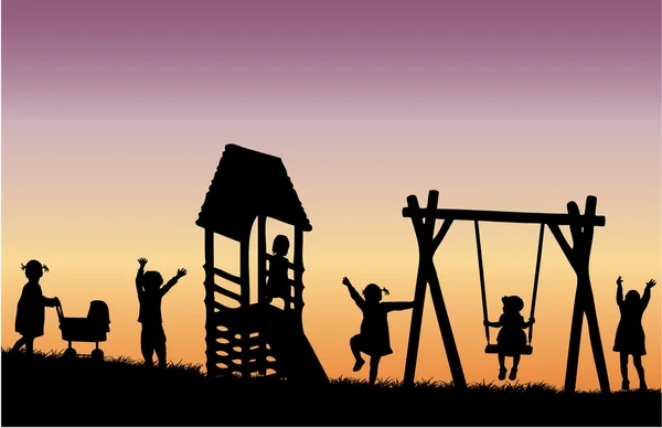 Children at the playground. — Stock Vector