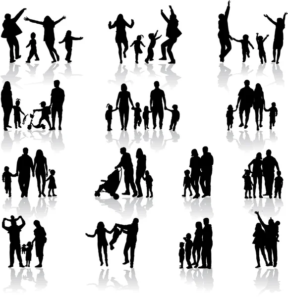 Familie silhouetten — Stockvector