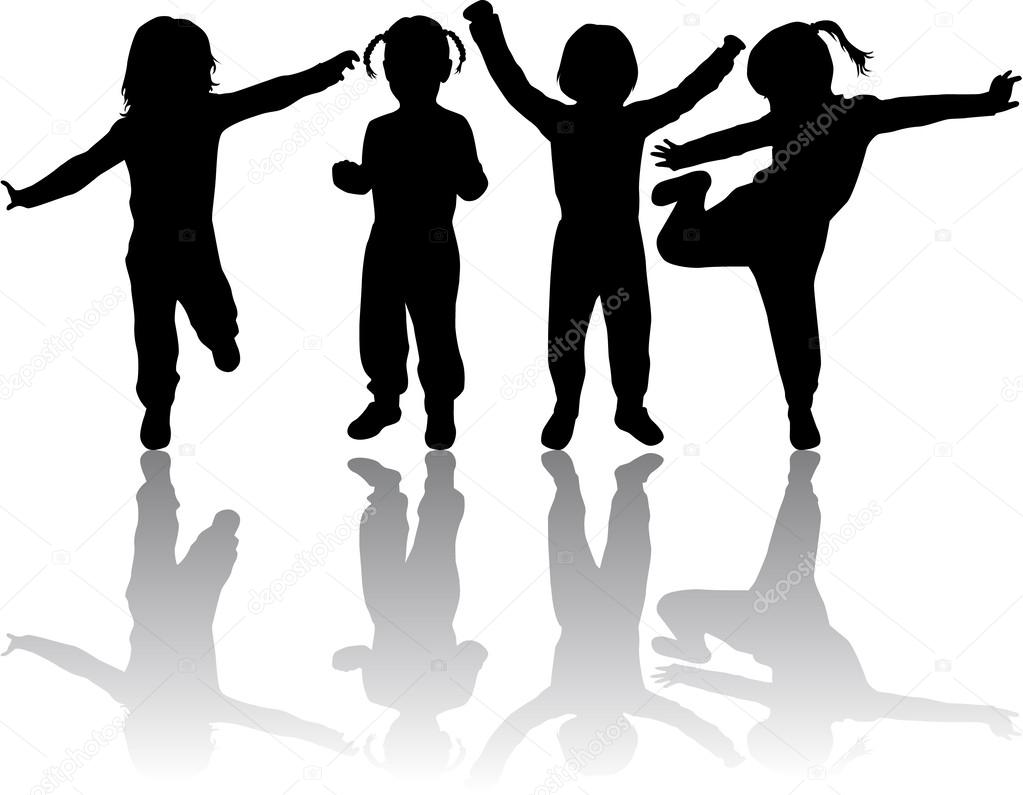 group of children silhouettes