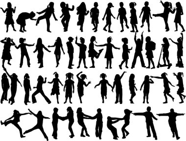 grup çocuk silhouettes