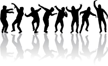 dans eden erkekler silhouettes 