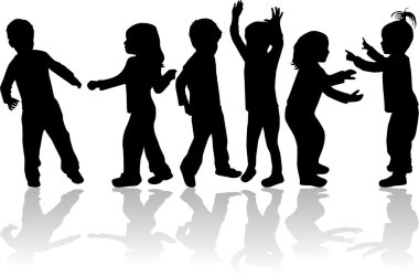 grup çocuk silhouettes