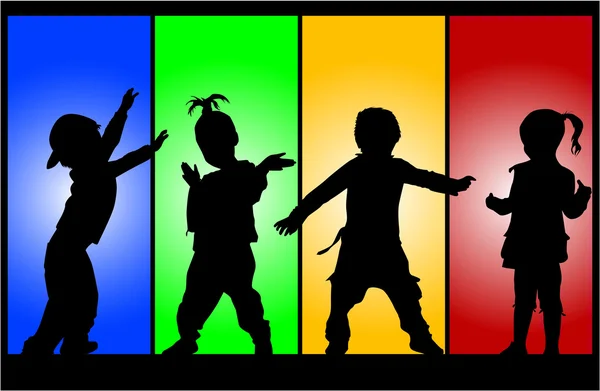 Group of children's silhouettes — Stock Vector