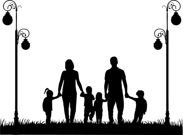 Family Silhouettes — Stock Vector